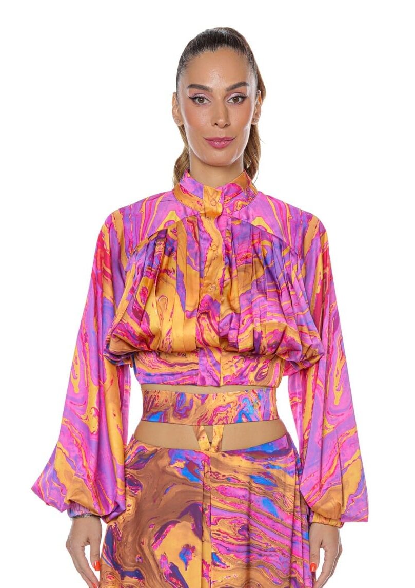 Pantaloni lungi evazați cu betelie distanțată
